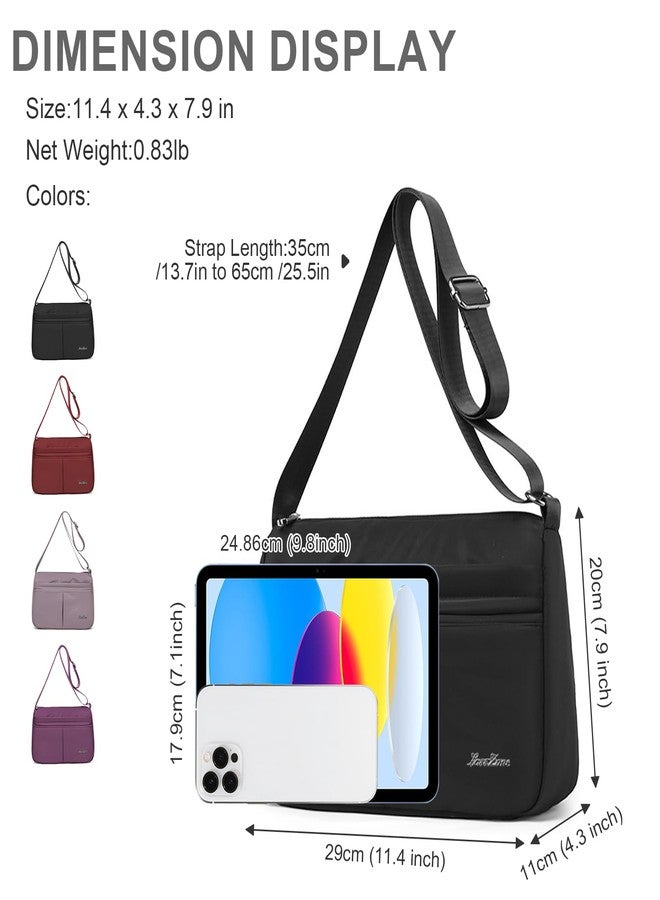 WITERY Crossboby Bags for Women Waterproof Multi-Pocket Nylon Crossboby Purse Ladies Casual Medium-Size Purses Shoulder Handbags Lightweight Pocketbooks Hobo Messenger Bags for Work Travel - Image 2