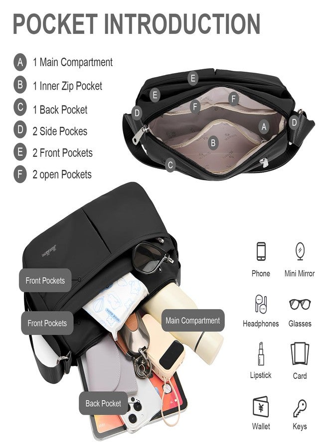 WITERY Crossboby Bags for Women Waterproof Multi-Pocket Nylon Crossboby Purse Ladies Casual Medium-Size Purses Shoulder Handbags Lightweight Pocketbooks Hobo Messenger Bags for Work Travel - Image 3