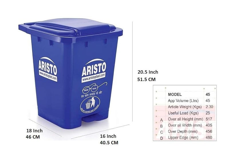 ARISTO Plastic StepOn Pedal Garbage Waste Dustbins 45 Ltr BlueBlue Combo - Image 2