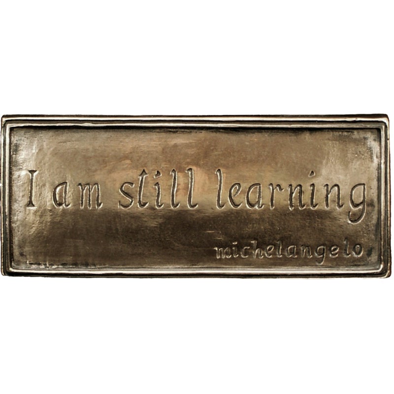 WILDGOOSE Wild Goose Studio I Am Still Learning Irish Plaque Michelangelo Quote Resin Cast Coated In Bronze Indoor Outdoor 2 12 Inches Tall By 6 Wide Made in Ireland - Image 2