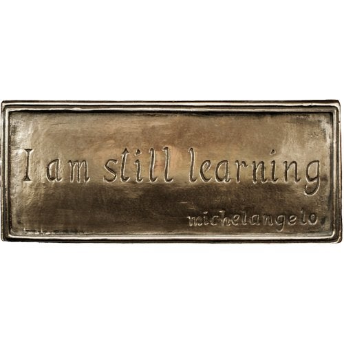WILDGOOSE Wild Goose Studio I Am Still Learning Irish Plaque Michelangelo Quote Resin Cast Coated In Bronze Indoor Outdoor 2 12 Inches Tall By 6 Wide Made in Ireland - Image 1