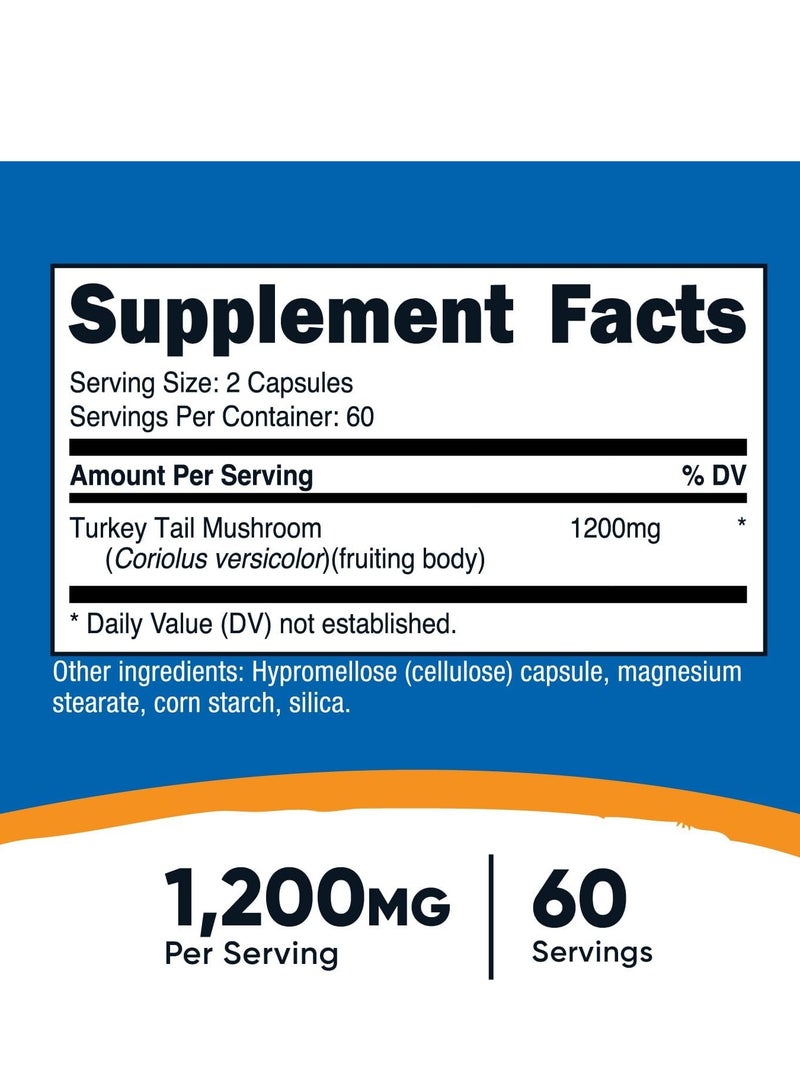 كبسولات فطر ذيل الديك الرومي ١٢٠٠ ملغ، ١٢٠ كبسولة ٦٠ حصة - Image 2