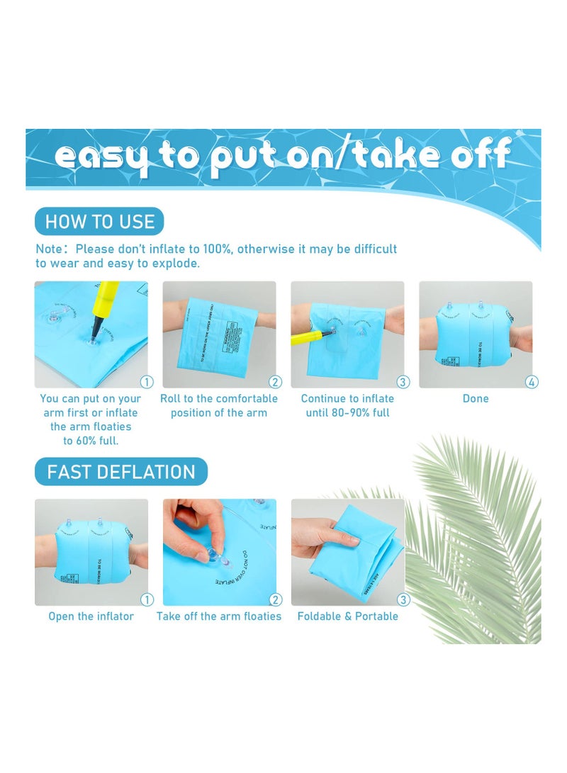 Excefore 5 Pack Arm Floaties with Anti Fog Adjustable Kid's Swimming Goggles PVC Inflatable Arm Float Rings Arm Bands Toddler Children Swimming Gear Arm Swimming Ring - Image 3