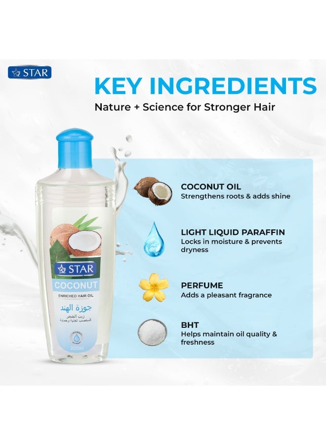 SZ Star Coconut Oil For Hair Growth – Daily Moisturizing Hair Oil – Nourishing & Hydrating Formula for Soft, Shiny Hair – Repairs Damage, Controls Frizz, and Boosts Hair Health – For All Hair Types (200ml) - Image 3