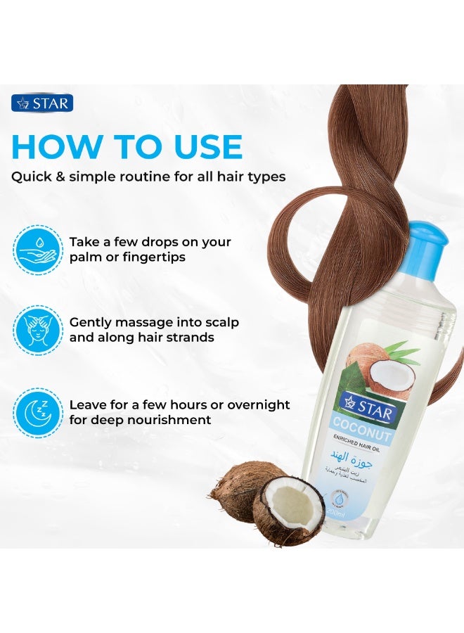 SZ Star Coconut Oil For Hair Growth – Daily Moisturizing Hair Oil – Nourishing & Hydrating Formula for Soft, Shiny Hair – Repairs Damage, Controls Frizz, and Boosts Hair Health – For All Hair Types (200ml) - Image 4