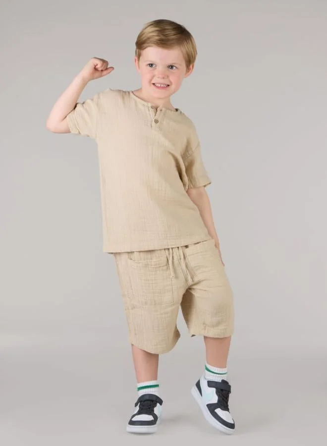 Just Nature Relaxed Fit T-Shirt with Coconut Buttons