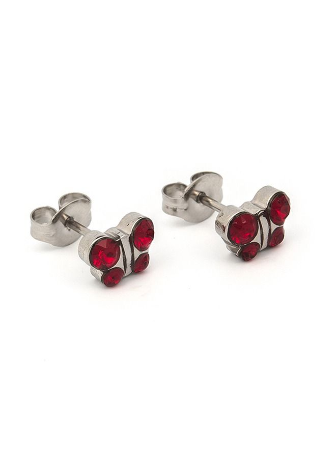 Studex January Garnet Butterfly Shape Allergy-Free Stainless Steel Ear Studs - Image 2