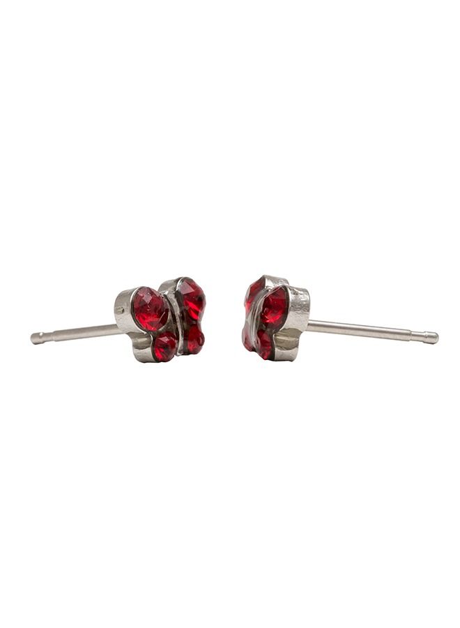 Studex January Garnet Butterfly Shape Allergy-Free Stainless Steel Ear Studs - Image 4