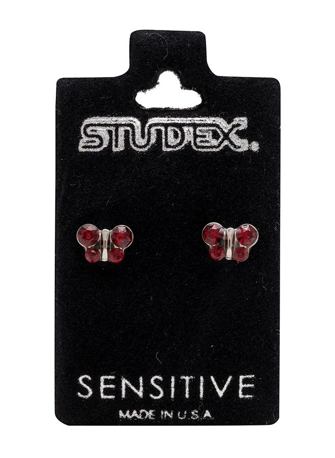 Studex January Garnet Butterfly Shape Allergy-Free Stainless Steel Ear Studs - Image 5