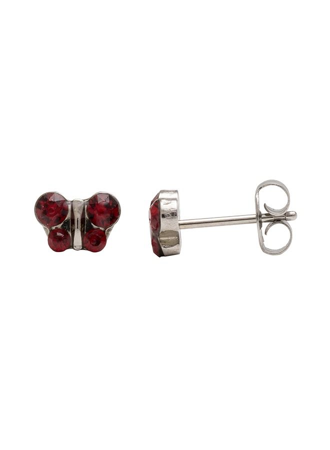 Studex January Garnet Butterfly Shape Allergy-Free Stainless Steel Ear Studs - Image 3