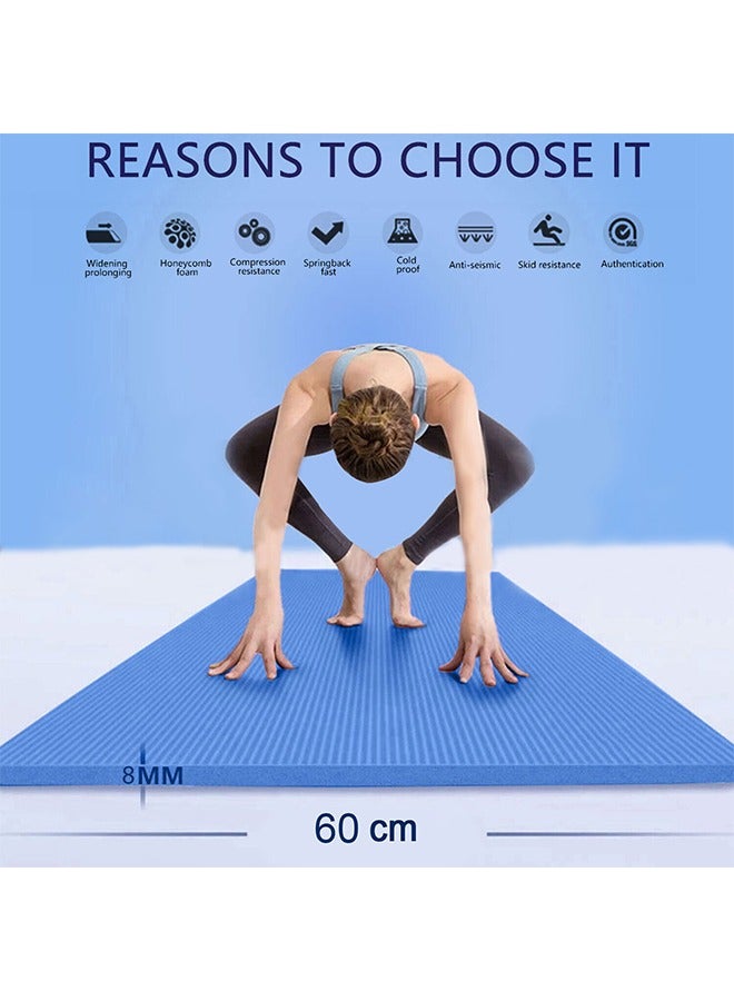 Nariele Pack of 4 Non-Slip yoga mat Anti-Tear Exercise Mat With Carrying Strap 183x61x1cm Blue - Image 4