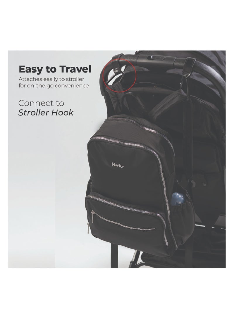 Nurtur Nurtur Maverick Maternity Diaper Bag Fashion Bagpack Bag Multifunction Travel Bag with insulator bottle warming pocket and changing pad - Black  - Image 3