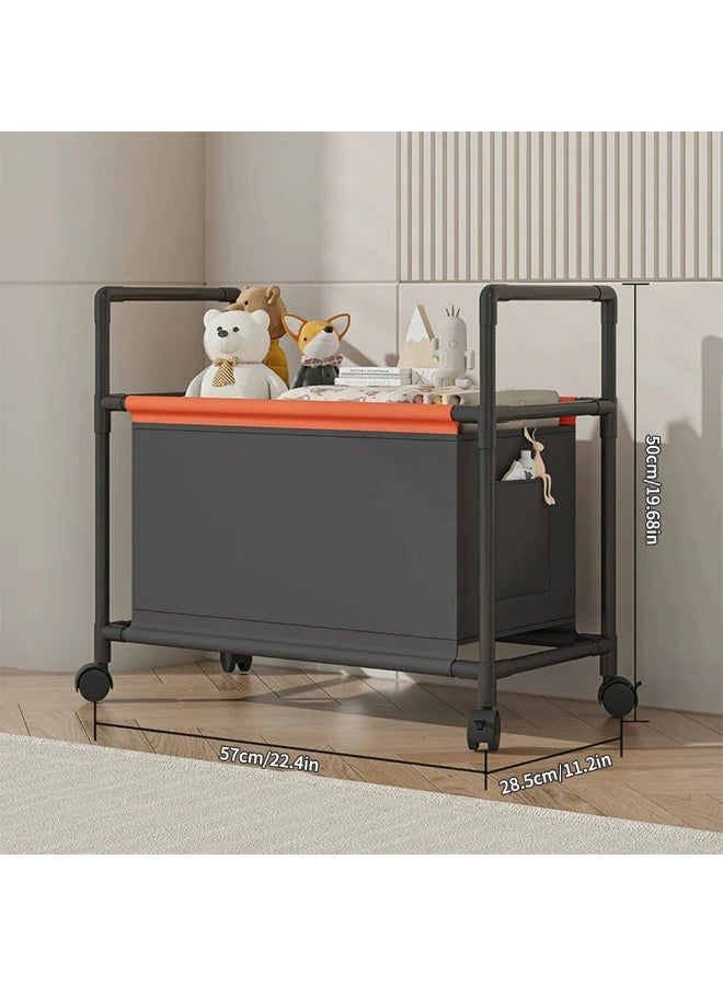 Large Capacity Mobile Laundry Basket with Wheels - Portable Organizer Container, Versatile Durable Plastic Storage Rack for Towels, Bathroom Supplies, and Clothes, Space Saving Design - Image 5