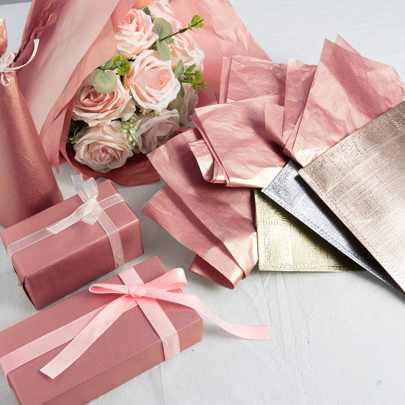 Whaline Rose Gold Tissue Paper Bulk, 100 Sheets Metallic Gift Wrapping Paper for Home, Kitchen, Valentine's Day, Weddings, Birthday Party, Baby Showers, Arts Crafts, DIY - Image 4