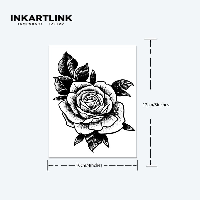 INKARTLINK Tattoo Tech, 2 Sheets Large Semi Permanent Tattoo, Adult Art Design Temporary Tattoos, Lasts 1-2 Weeks, Waterproof, Realistic Look, No Adhesive, No Reflection (Ink Flower Design) - Image 4