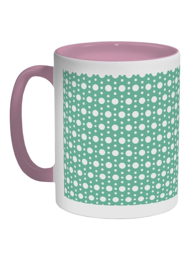 Large And Small Circle Printed Coffee Mug Pink/White/Green 325ml