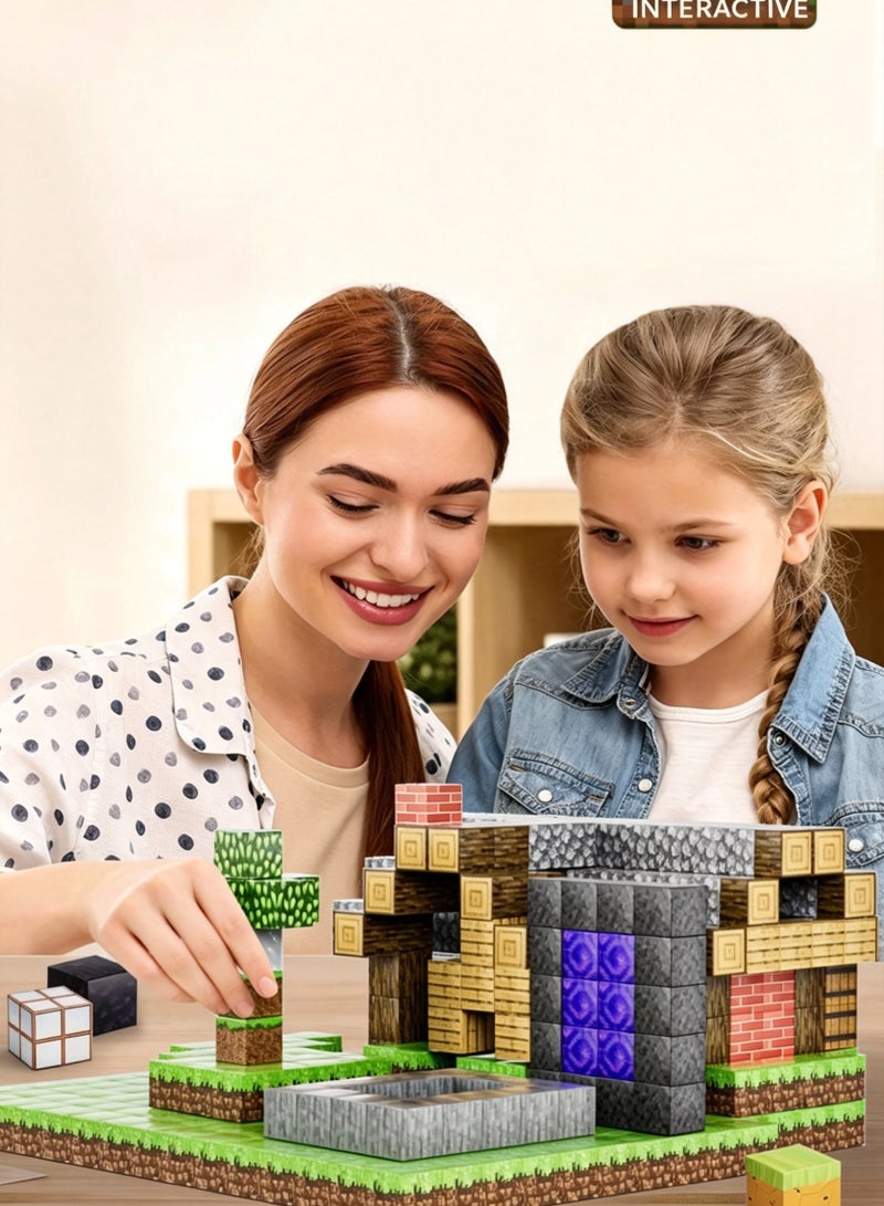 50 Pieces Magnetic Blocks-Build Mine Magnet Castle Set, Magnetic Tiles Cubes Building STEM Toys for Boys Girls Kids Toddler Toys for 3+ Years Old - Image 2