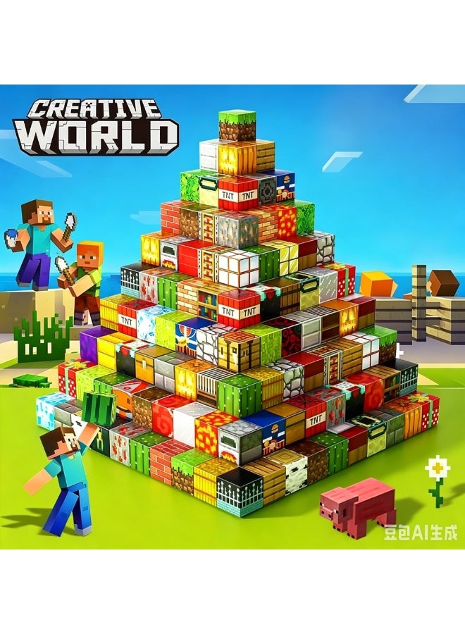50 Pieces Magnetic Blocks-Build Mine Magnet Castle Set, Magnetic Tiles Cubes Building STEM Toys for Boys Girls Kids Toddler Toys for 3+ Years Old - Image 5
