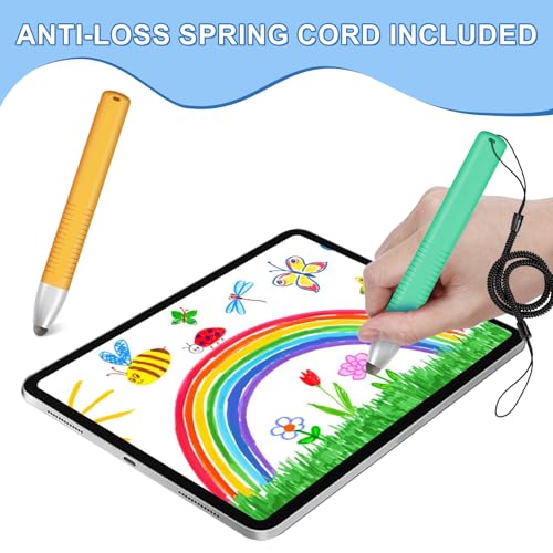 smrtcol 2pcs Kid-Friendly Stylus Pens for Touch Screens, Tablet Stylus Pen with Spring Cord Universal Touch Screen Capacitive Crayon Stylus Green Orange - Image 5