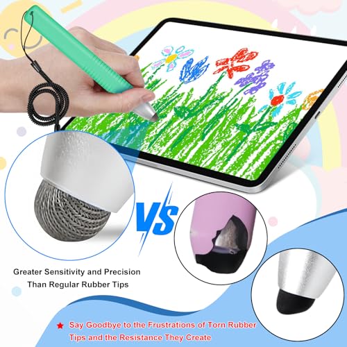 smrtcol 2pcs Kid-Friendly Stylus Pens for Touch Screens, Tablet Stylus Pen with Spring Cord Universal Touch Screen Capacitive Crayon Stylus Green Orange - Image 3