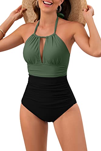 B2prity Women's Slimming One Piece Swimsuits Tummy Control Bathing Suit Halter Swimwear for Big Busted Curvy Woman - Image 5