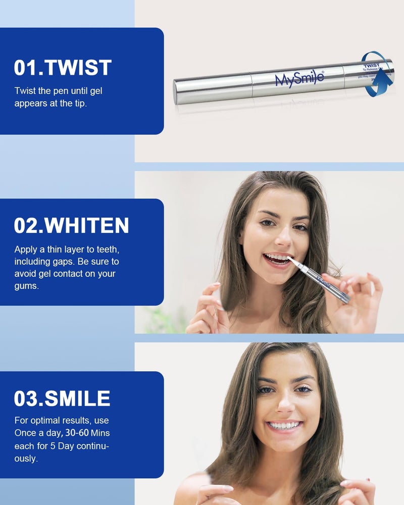 MySmile Non-Sensitive Teeth Whitening Pen Mint Gel Enamel Safety 8ML 30+ Treatments Fast Remove 20 Years of Stains Care Oral Bright Smile Alternative Teeth Whitening Strips ï»¿ - Image 3