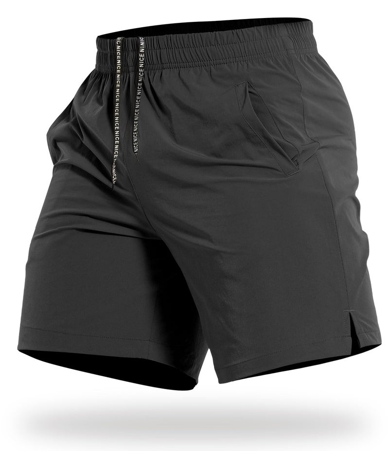 CANGHPGIN Mens Workout Athletic Shorts 7 inch Inseam Quick Dry Running Shorts Men Lightweight Sports Gym Shorts with Pockets Black - Image 1