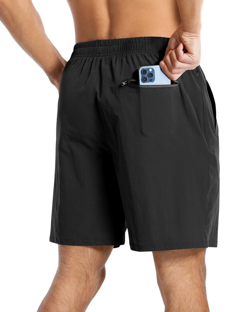 CANGHPGIN Mens Workout Athletic Shorts 7 inch Inseam Quick Dry Running Shorts Men Lightweight Sports Gym Shorts with Pockets Black - Image 2