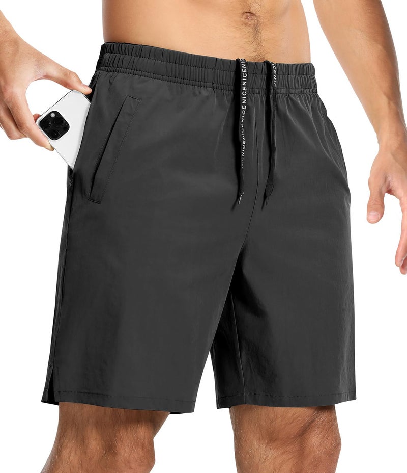 CANGHPGIN Mens Workout Athletic Shorts 7 inch Inseam Quick Dry Running Shorts Men Lightweight Sports Gym Shorts with Pockets Black - Image 4