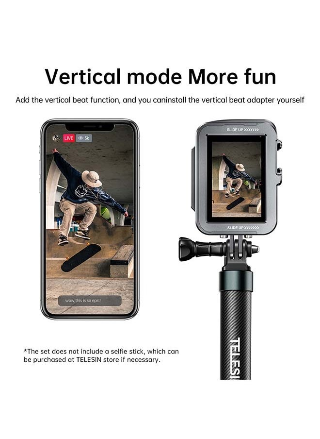 TELESIN - TELESIN Vertical Aluminum Cage Protective Case Frame Housing for GoPro Hero 12 11 10 9 Black, Fits Go Pro with ND CPL Lens Filter Max Lens on Camera, with Cold Shoe Connect to Video Light Microphone - Image 1