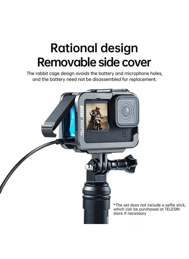 TELESIN - TELESIN Vertical Aluminum Cage Protective Case Frame Housing for GoPro Hero 12 11 10 9 Black, Fits Go Pro with ND CPL Lens Filter Max Lens on Camera, with Cold Shoe Connect to Video Light Microphone - Image 1