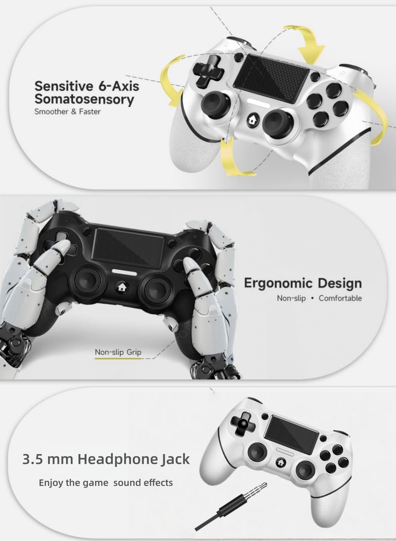 كول رابي عبوة من قطعتين من وحدات تحكم ألعاب PS4، وحدة تحكم لاسلكية لأجهزة PS4/Pro/Slim/PC، مع قبضة مانعة للانزلاق على كلا الجانبين وكابل USB-C (أسود وأبيض) - Image 5
