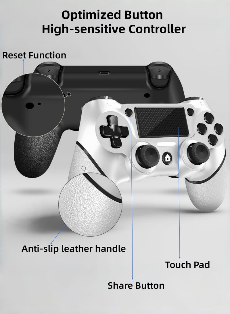 كول رابي عبوة من قطعتين من وحدات تحكم ألعاب PS4، وحدة تحكم لاسلكية لأجهزة PS4/Pro/Slim/PC، مع قبضة مانعة للانزلاق على كلا الجانبين وكابل USB-C (أسود وأبيض) - Image 4