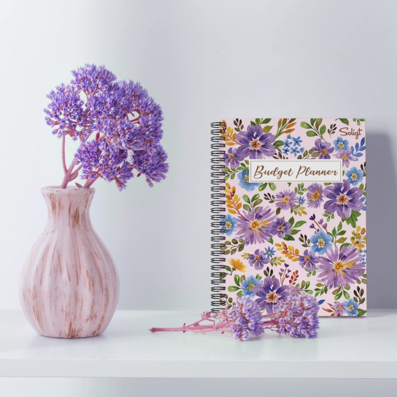 SOLIGT [Undated] Monthly Budget Planner with 12 Bill Pockets for Income, Debt, Saving, Expense and Bill Tracker Organizer, Pink, Floral Design - Image 5