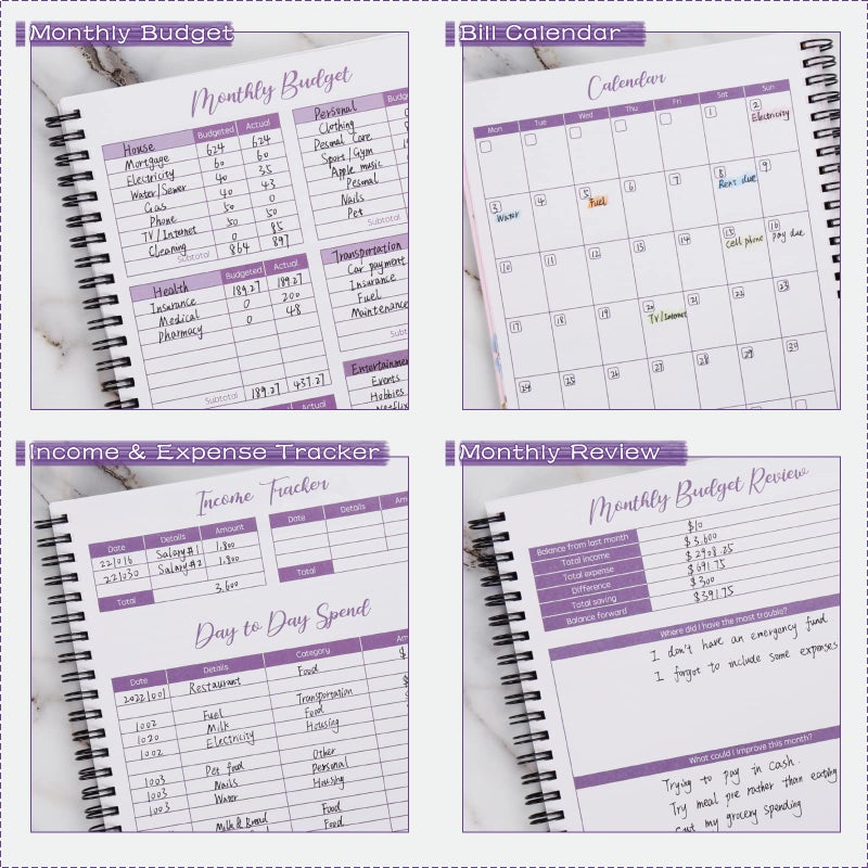 SOLIGT [Undated] Monthly Budget Planner with 12 Bill Pockets for Income, Debt, Saving, Expense and Bill Tracker Organizer, Pink, Floral Design - Image 4