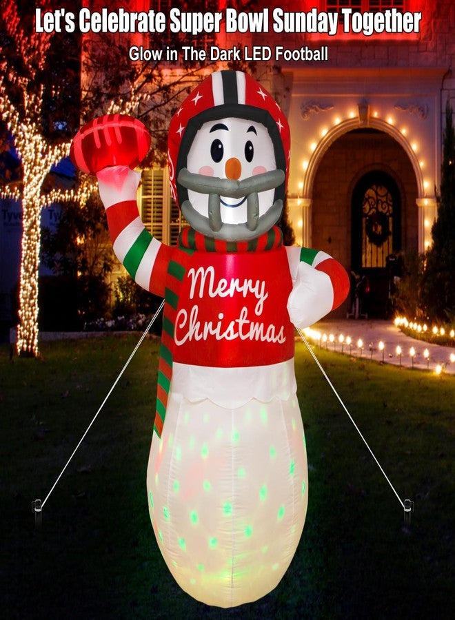 OurWarm 6 FT Christmas Inflatables American Football Snowman Decorations, Blow Up Rugby Snowman Inflatable Decoration Outdoor with Rotating LED Lights for Yard Lawn Garden Indoor Xmas Party Decor - Image 5