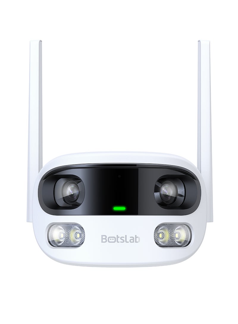Botslab كاميرا أمان خارجية مزدوجة العدسة بدقة 2K 4MP بيضاء - Image 1