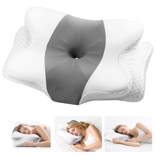 Oerdoh Neck Pillow Memory Foam Pillow for Side Back Stomach Sleepers with Ergonomic Support Cervical Neck Pillow for Neck Pain Relief Dreamers Relief Pillow for Office Travel Home - Image 1