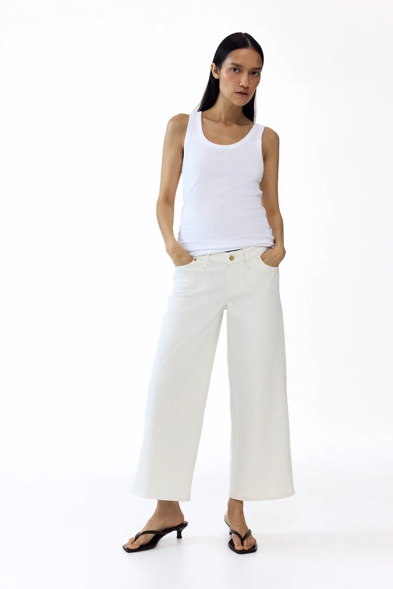 H&M MAMA Wide Low Waist Ankle Jeans