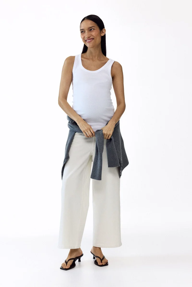 H&M MAMA Wide Low Waist Ankle Jeans