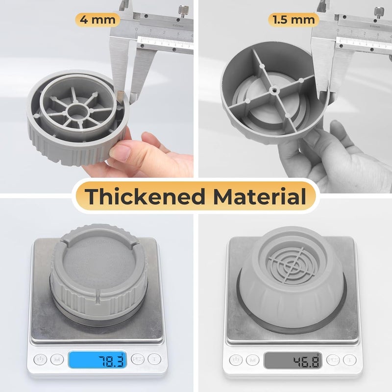 Alyvisun وسادات أرجل غسالة Alyvisun، 4 قطع، حصيرة قدم عالمية مانعة للانزلاق، ممتص صدمات، تصريف، مقاوم للصدأ، دعم، مضاد للاهتزاز، حامل مجفف، غسالات صحون - Image 3