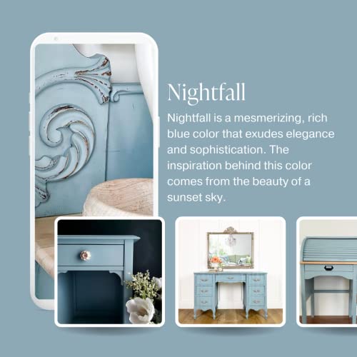 Country Chic Paint Country Chic All-in-One Chalk Paint for Furniture, Cabinets, Home Decor, Eco-Friendly, Matte Finish, Built-In Primer & Top Coat for Wood, Metal - Nightfall (Blue) - Pint 16 oz (475 ml) - Image 3