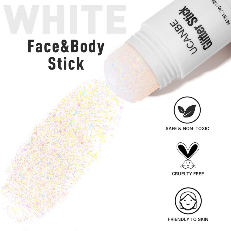 UCANBE White Body Glitter Stick for Singer Concerts Music Festivals, Face Glitter Makeup for Face Body Hair Eyes & Lips, Chunky Glitter Sparkling Mermaid Sequins for Women 1.2OZ - Image 3