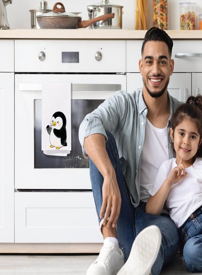 مناشف يد مزينة برسومات بطريق من VIIJJUE للحمام، ديكور حمام الأطفال، مناشف يد مزينة برسومات بطريق مرحة ولطيفة لفرشاة الأسنان، مقاس 16 × 24 بوصة - Image 5