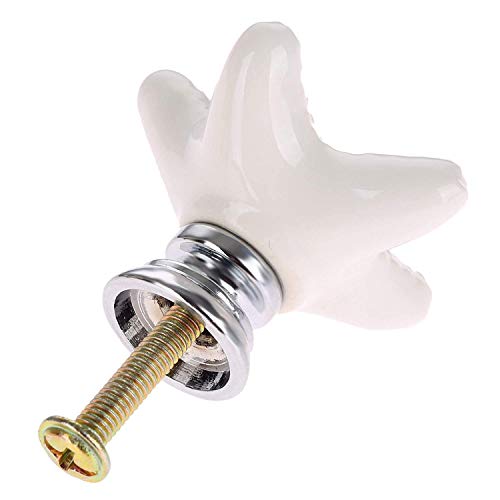 Joyindecor Ceramic Starfish Drawer Pulls Handles for Dresser Cupboard Wardrobe Cabinets Kitchen, Beach/Ocean Theme Cabinet Knobs, Sea Star Nautical Dresser Knobs, 12 Pack (White) - Image 3