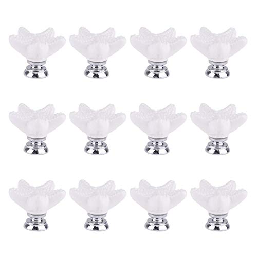 Joyindecor Ceramic Starfish Drawer Pulls Handles for Dresser Cupboard Wardrobe Cabinets Kitchen, Beach/Ocean Theme Cabinet Knobs, Sea Star Nautical Dresser Knobs, 12 Pack (White) - Image 1