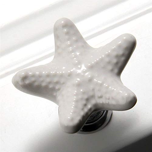 Joyindecor Ceramic Starfish Drawer Pulls Handles for Dresser Cupboard Wardrobe Cabinets Kitchen, Beach/Ocean Theme Cabinet Knobs, Sea Star Nautical Dresser Knobs, 12 Pack (White) - Image 2