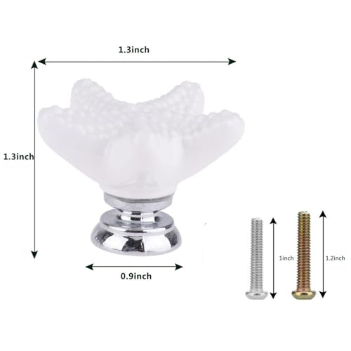 Joyindecor Ceramic Starfish Drawer Pulls Handles for Dresser Cupboard Wardrobe Cabinets Kitchen, Beach/Ocean Theme Cabinet Knobs, Sea Star Nautical Dresser Knobs, 12 Pack (White) - Image 5