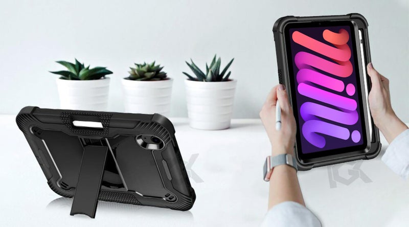 TGK Slim Heavy Duty Shockproof Protection Kickstand Hybrid Case Cover for iPad mini 6th Gen 8.3 inch 2021 Black - Image 5