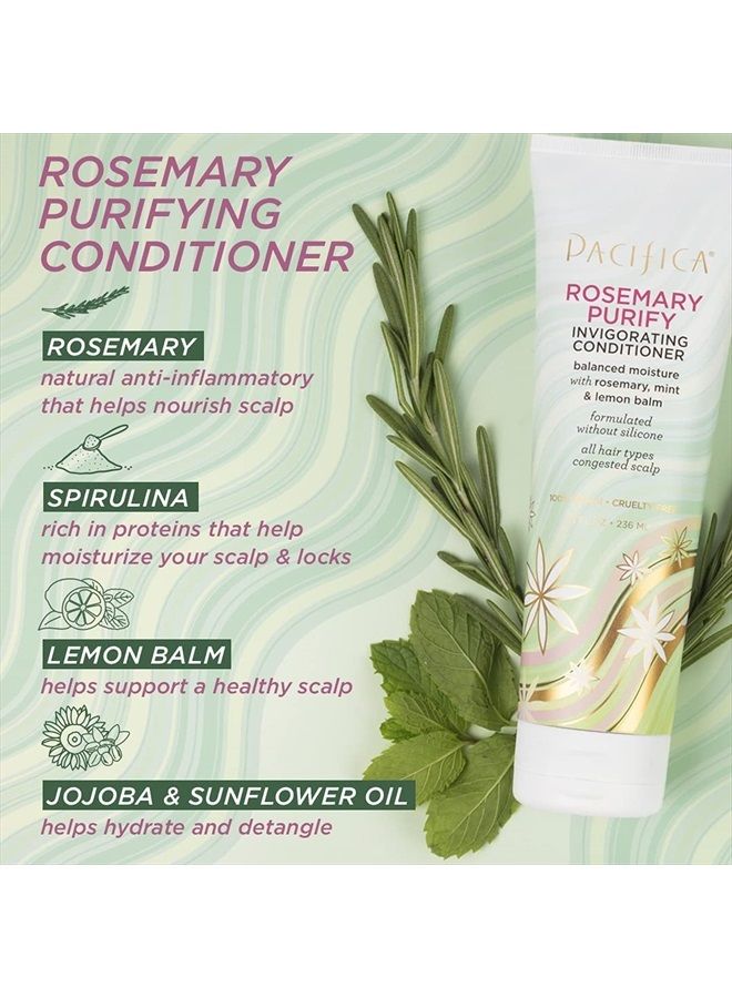 Pacifica Beauty, Rosemary Purify Invigorating Shampoo + Conditioner Set, Detox Scalp and Hair from Product Buildup & Excess Oil, Vegan & Cruelty Free, Sulfate + Silicone Free (Packaging May Vary) - Image 5